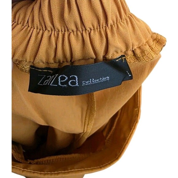 Zanzea Top And Pants Set Womans Large Mustard Yellow Ultra Wide Leg Stretch NWT - Picture 11 of 14